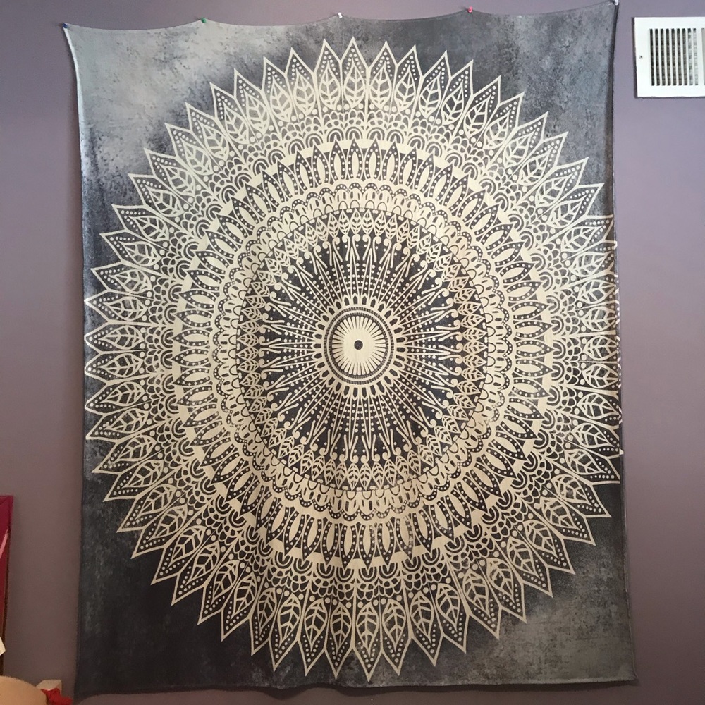 Blue/grey/white tapestry